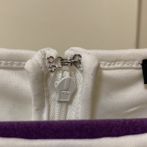 Adrianna Papell White Lace, Sheer 3/4 length sleeve, White underlay, Size L - Picture 6 of 11